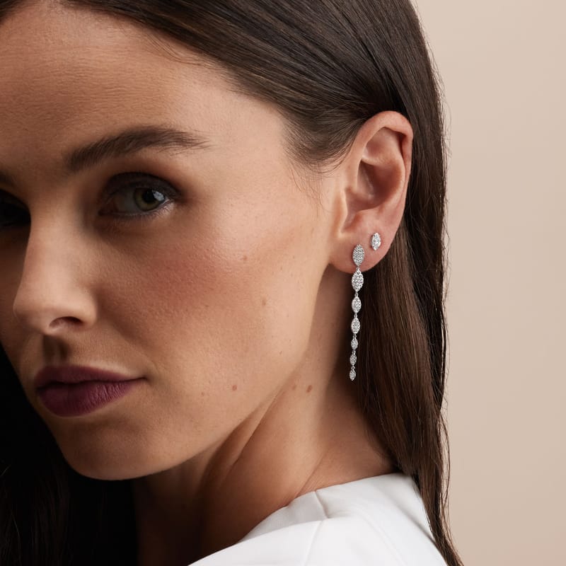 Dangling Marquee Pave Earrings