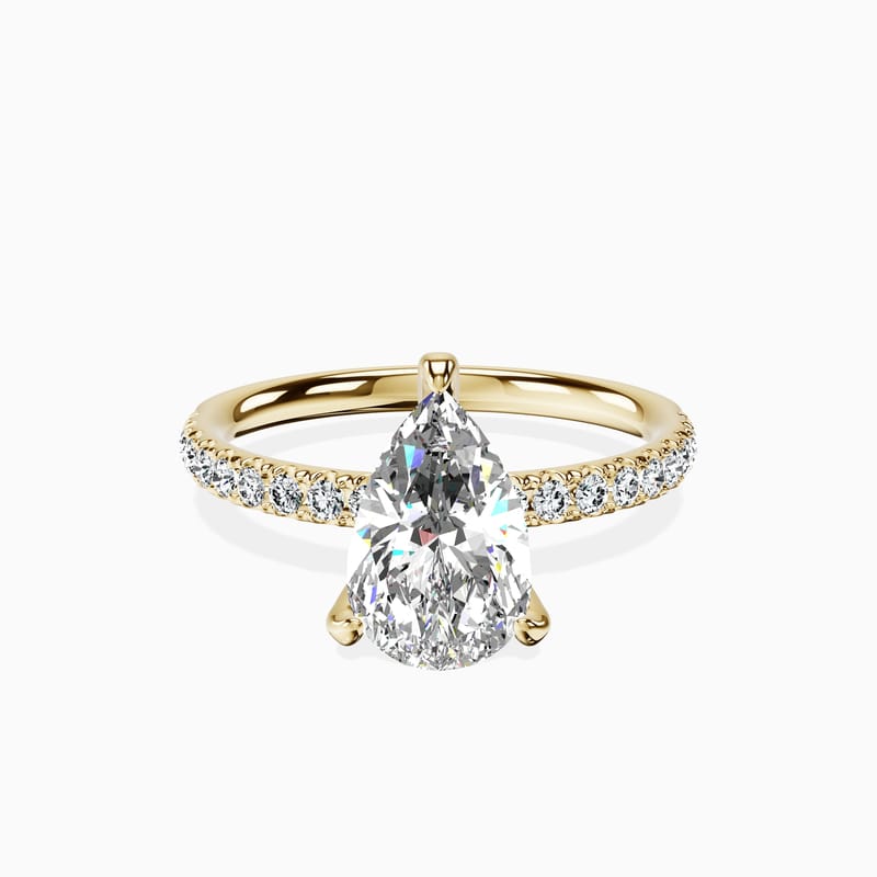 Hidden Inner Halo Pear Ring