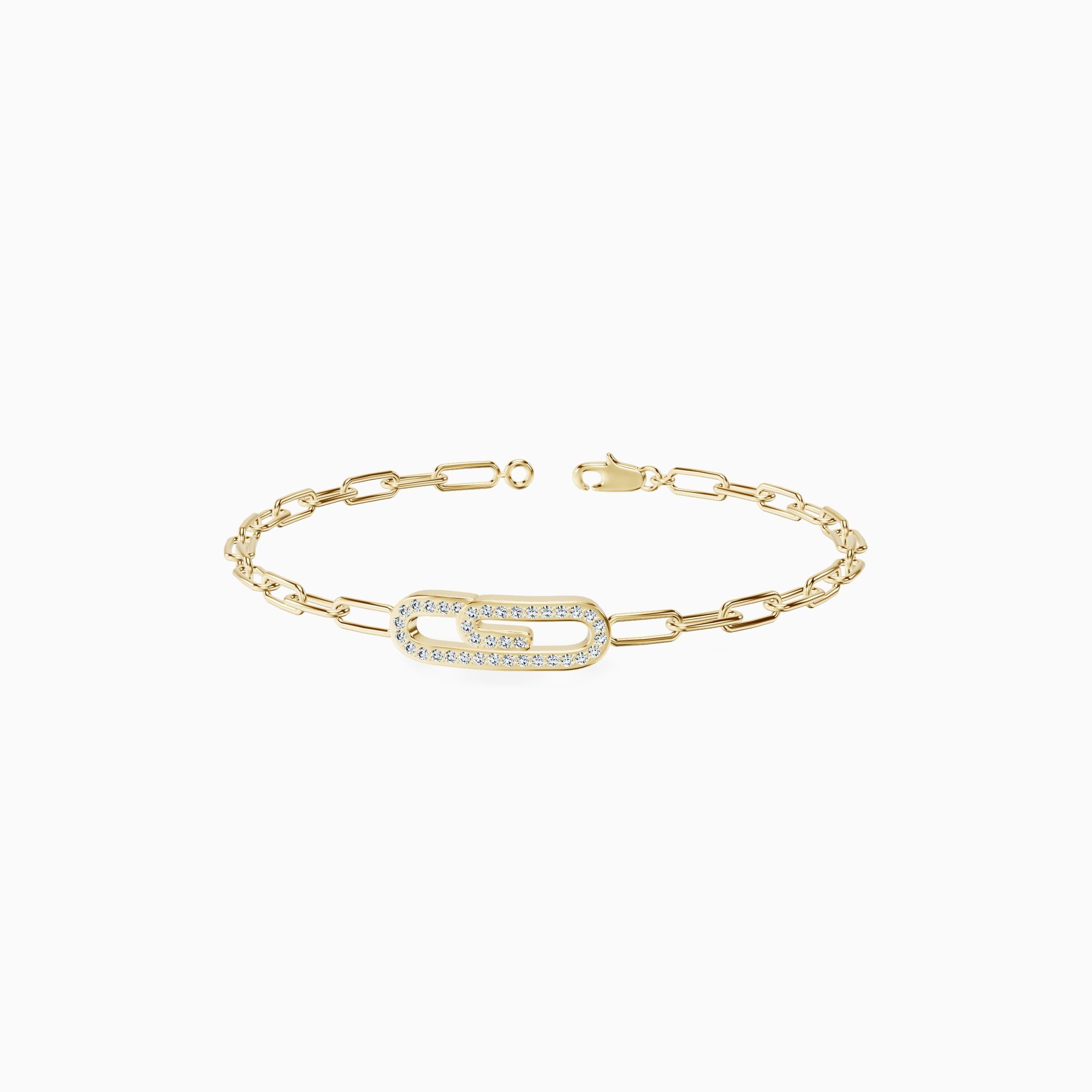 Diamond Pave Paper Clip Bracelet