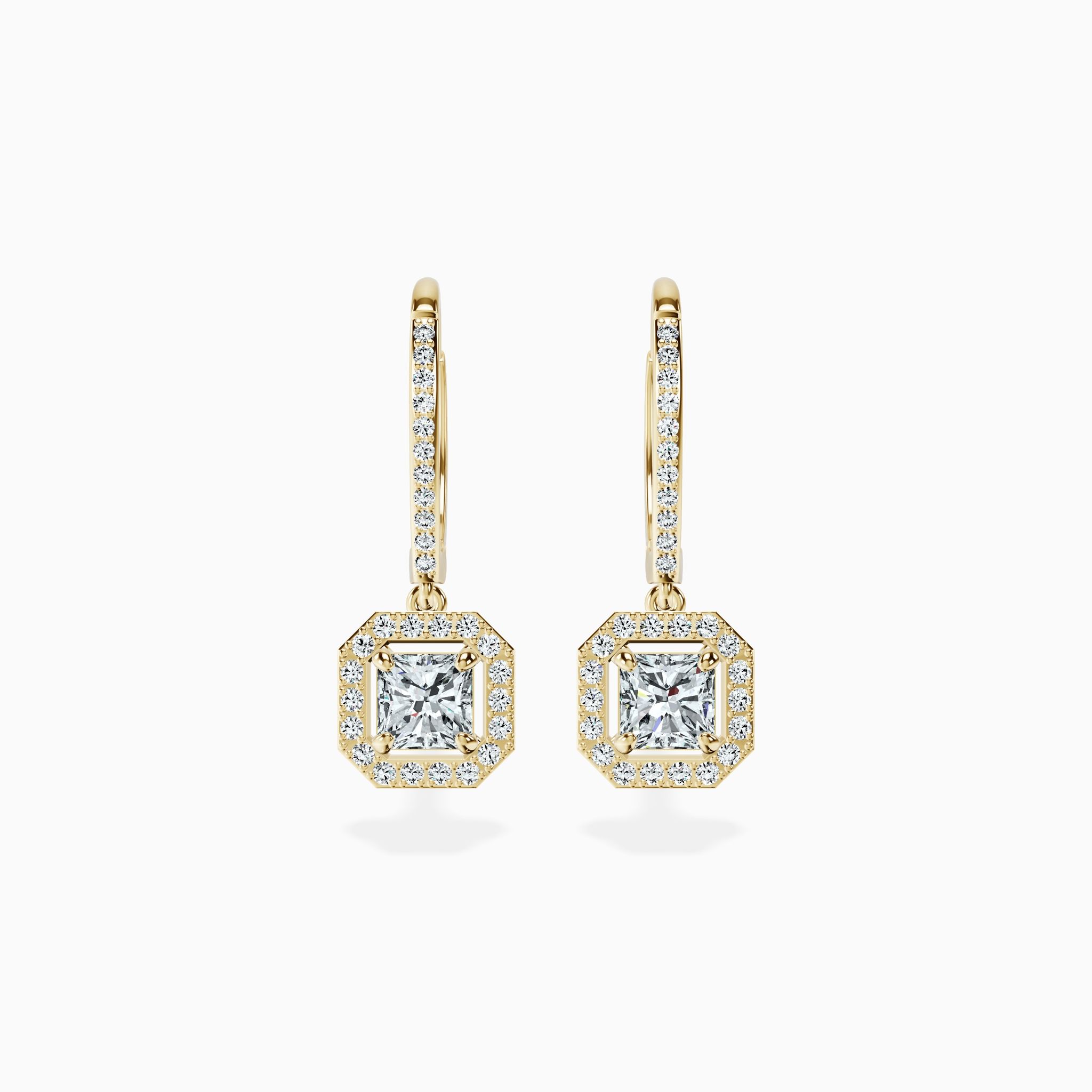 Halo Asscher Drop Earrings