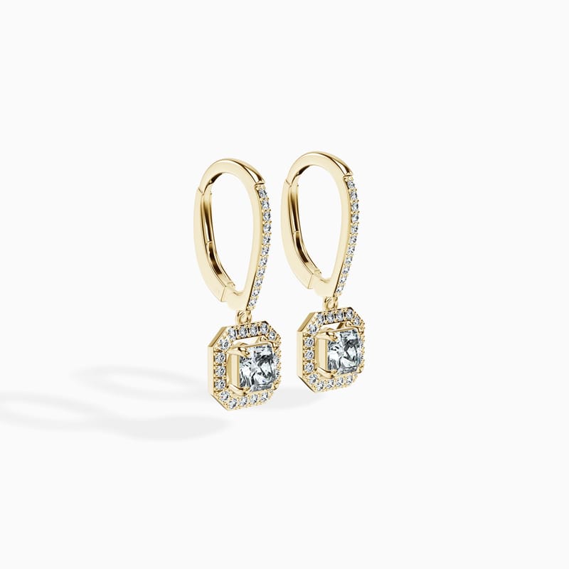 Halo Asscher Drop Earrings