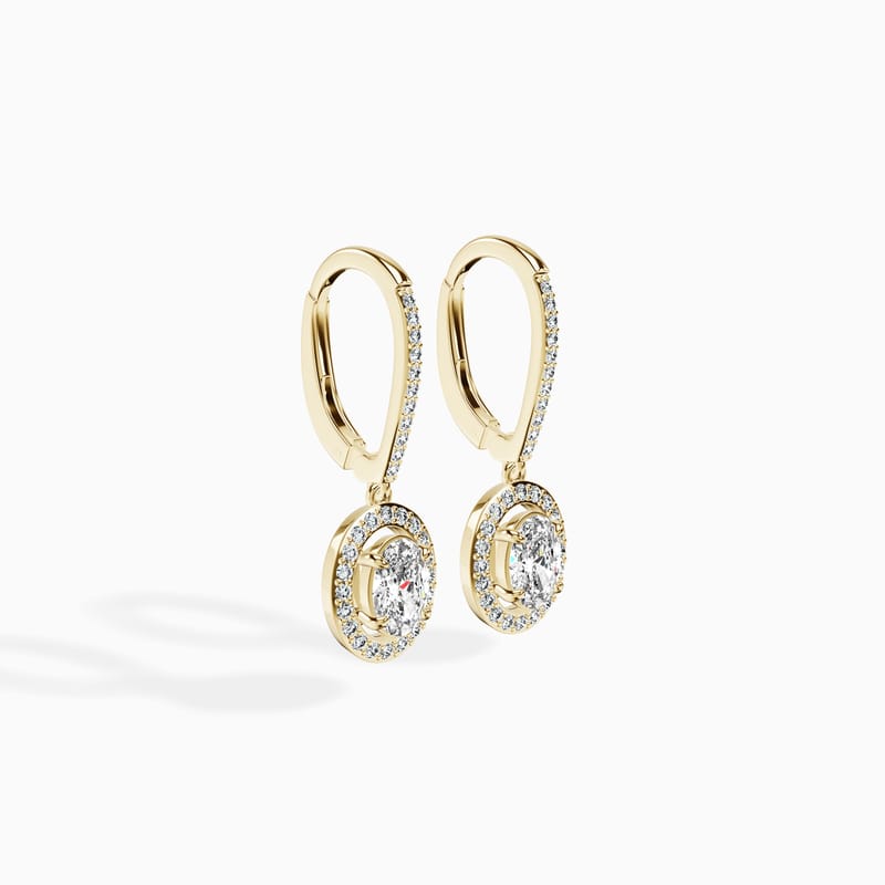 Halo Oval Drop Earrings